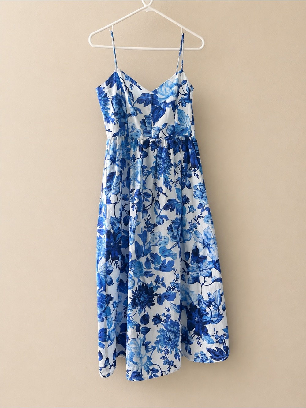 H&M Blue and White Floral Midi Dress